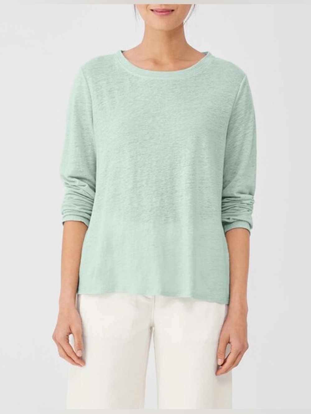 Eileen Fisher Organic Linen Jersey Crew Neck Top size XS